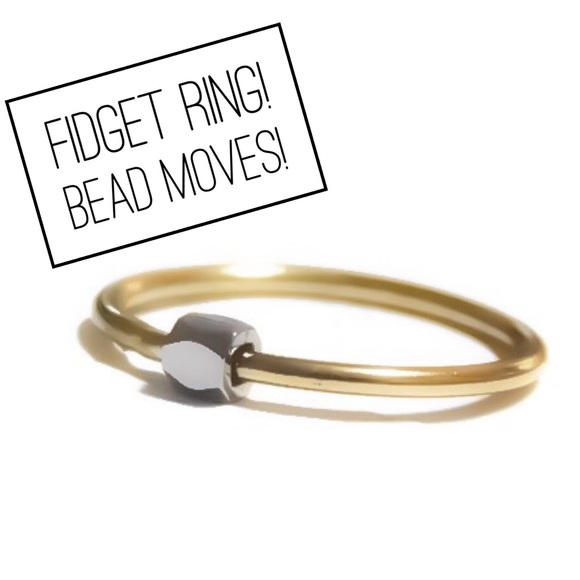 Moodtherapy Jewelry - Two toned gold band ring w/silver nugget ring